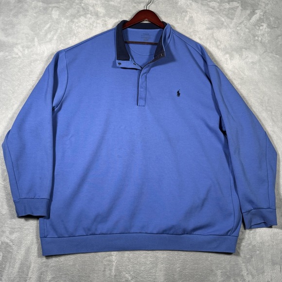 Polo Ralph Lauren Pullover Mens 4XLT 4XL Tall Quarter Snap Mock Neck Sweater - Picture 1 of 12